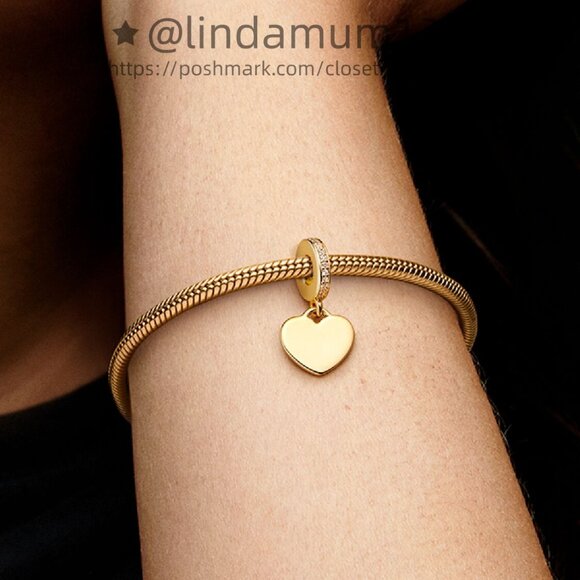 Pandora Engravable Heart Tag Dangle Charm - Picture 6 of 6